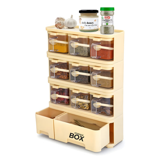 Premium 9-Compartment Masala Box & Spice Storage Organizer