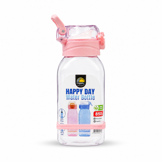 850ml Happy Day Water Bottle with Straw & Carry Handle