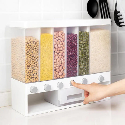 Premium 6-Grid Dal, Rice & Grain Storage Organizer