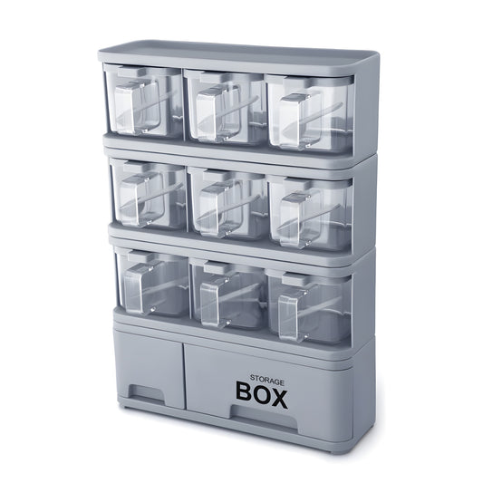 Masala Box & Spice Rack With 9 Spice Jars And Spoons
