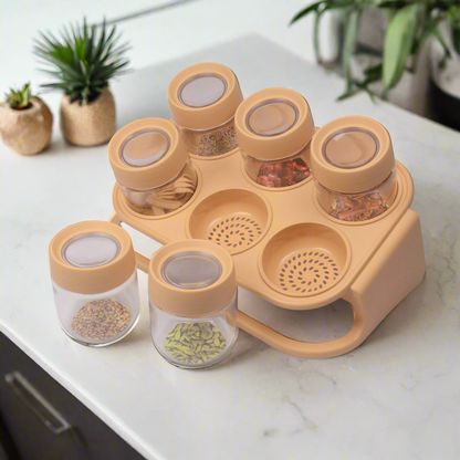 Spice Zone 6 Pieces Masala Rack With Elegant Stand
