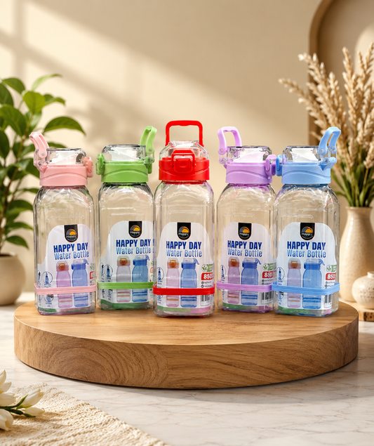 850ml Happy Day Water Bottle with Straw & Carry Handle